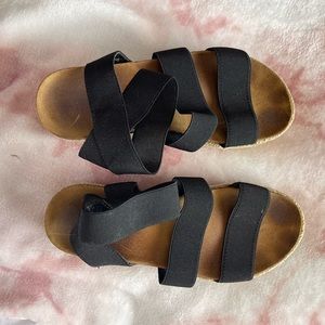 strappy black sandals